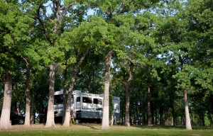 RV site in the trees