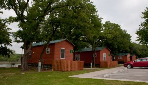 cabins in a row next to lake