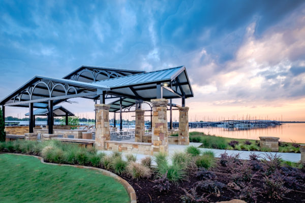 Waterfront pavilion at Vineyards Campground