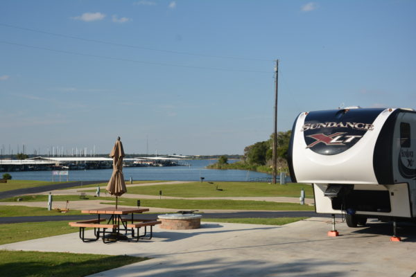 RV Concrete Site with lake view at Vineyards Campground