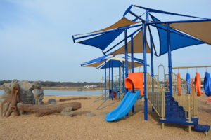 Playground on beach at Vineyards Campground